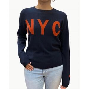 NEW W. CASHMERE yara crewneck sweater in navy/maple red